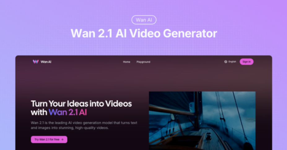 Wan AI Video Generator screenshot and logo