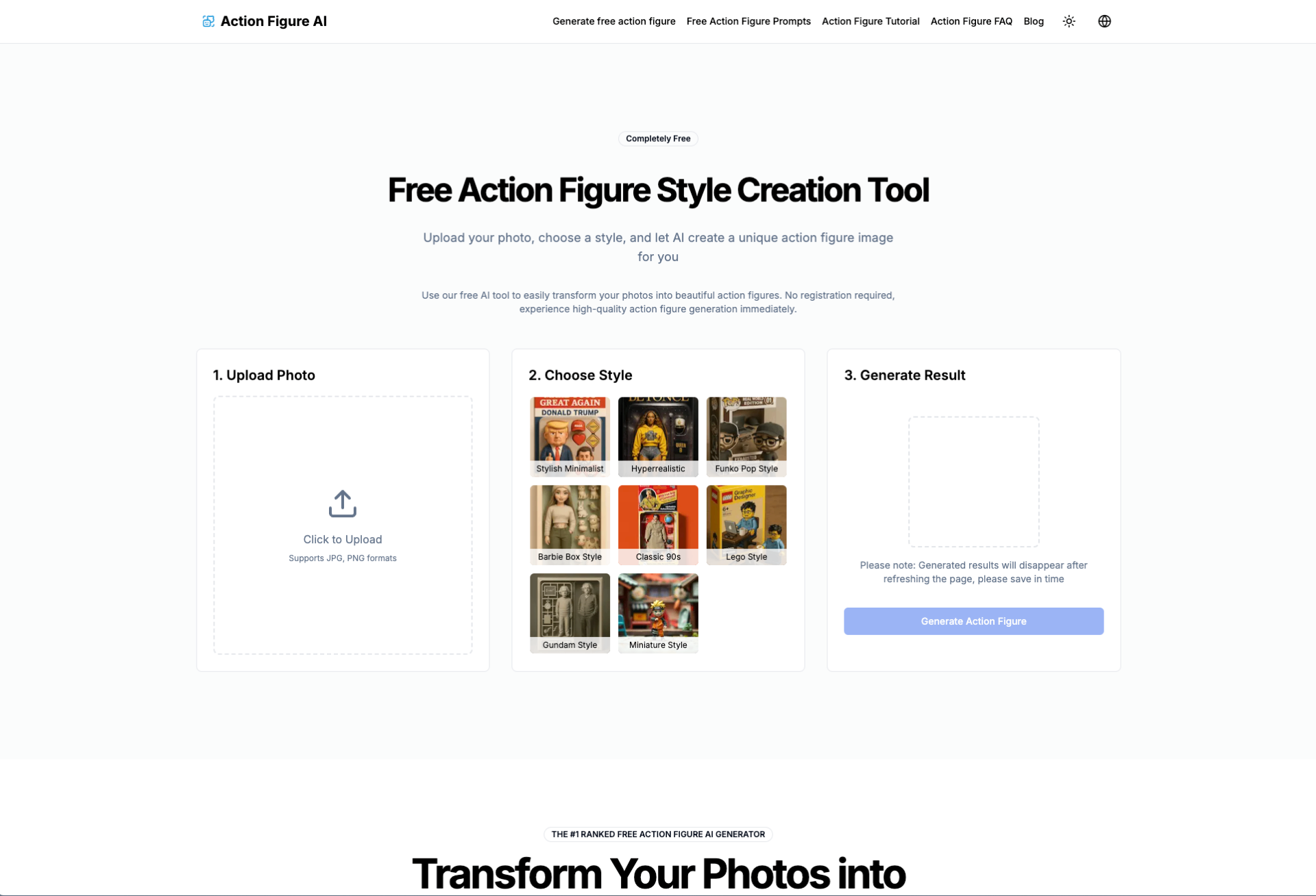 Action Figure AI screenshot and logo