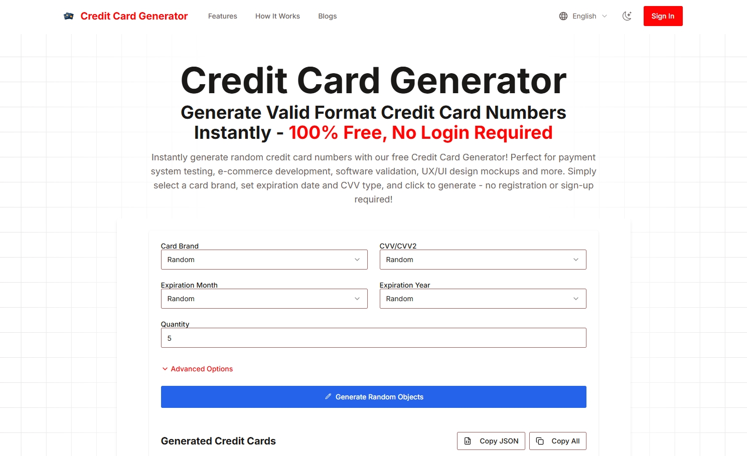 Credit Card Generator screenshot and logo
