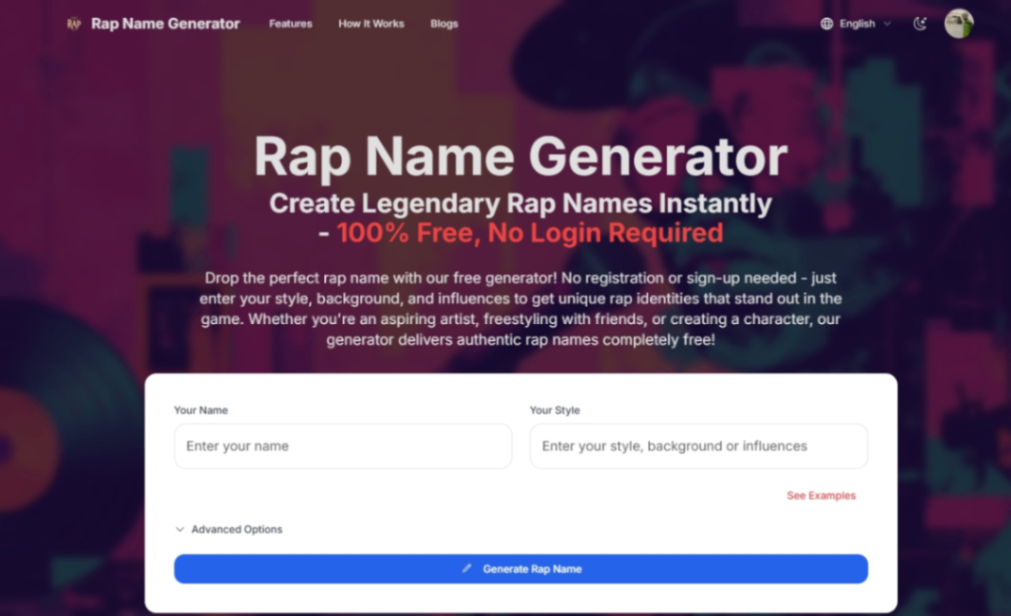 Rap Name Generator screenshot and logo