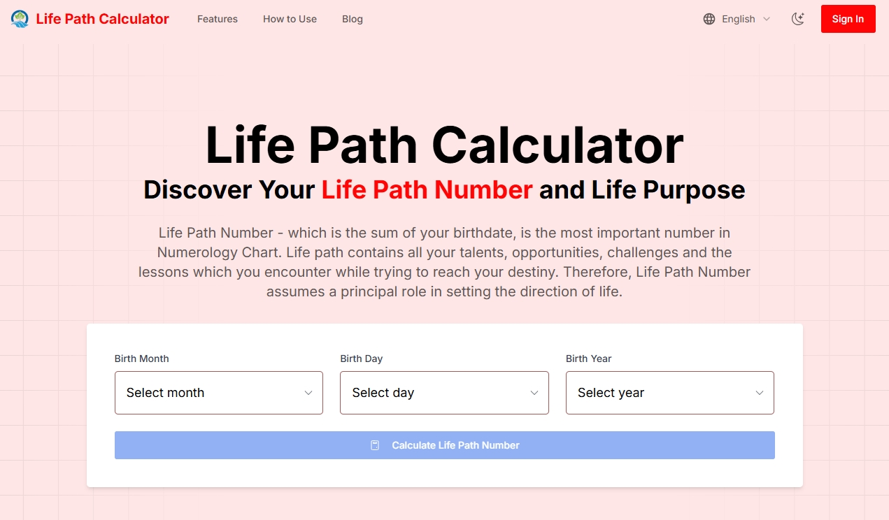 Life Path Calculator screenshot and logo