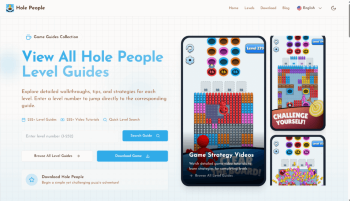 Hole People Level Guide screenshot and logo