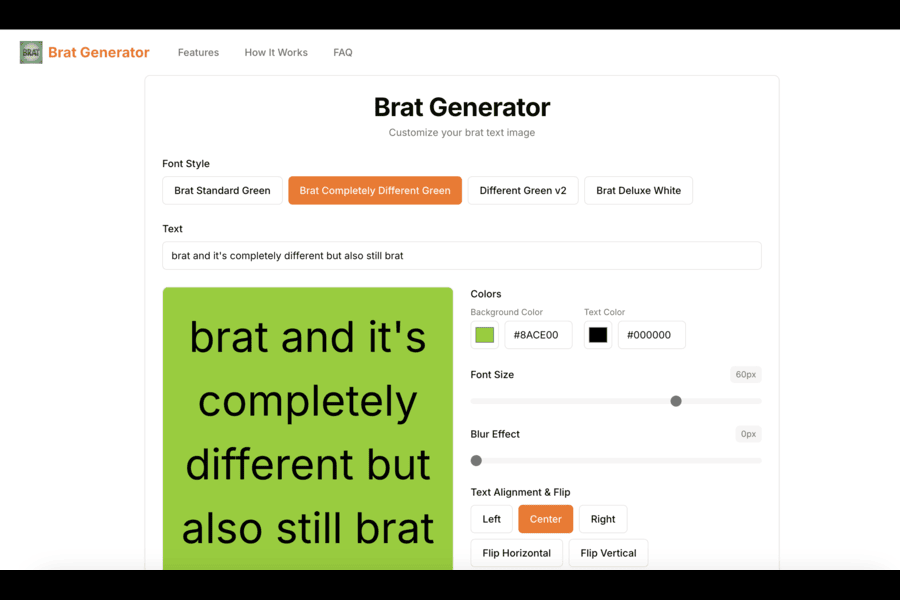 Brat Generator screenshot and logo