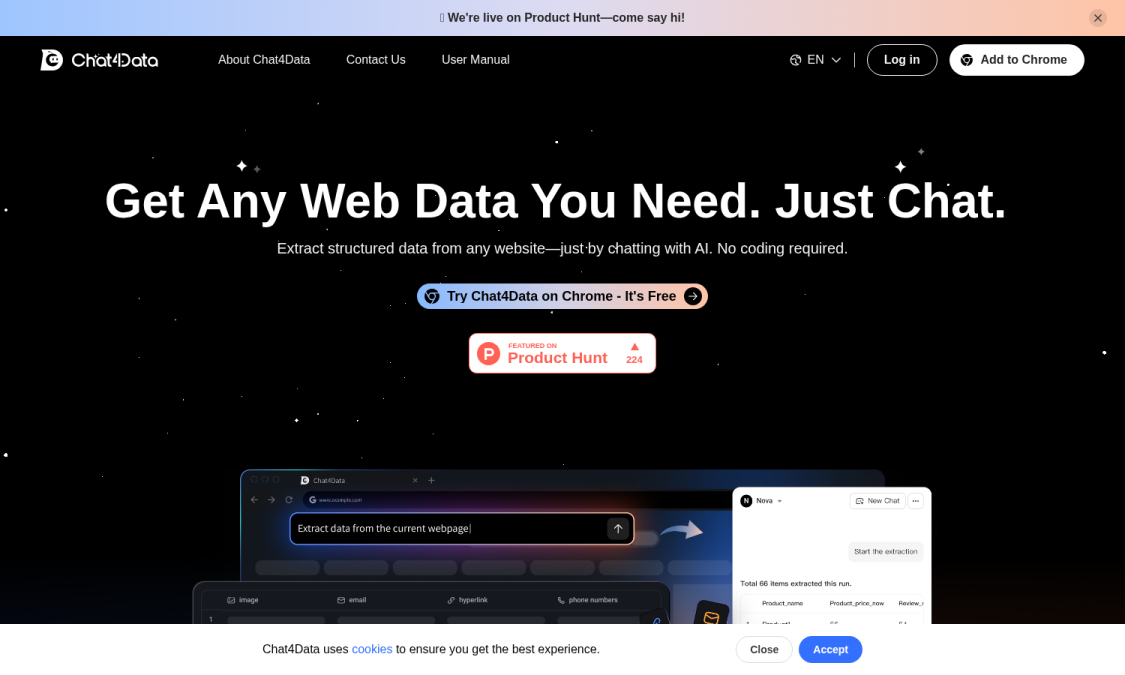 Chat4Data screenshot and logo
