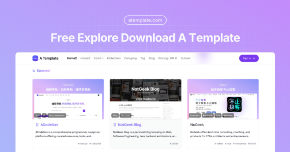 A Template screenshot and logo