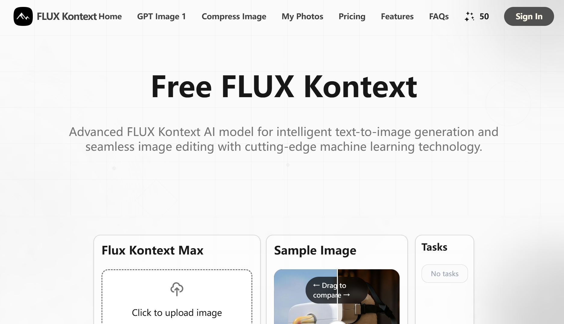 FLUX Kontext	 screenshot and logo
