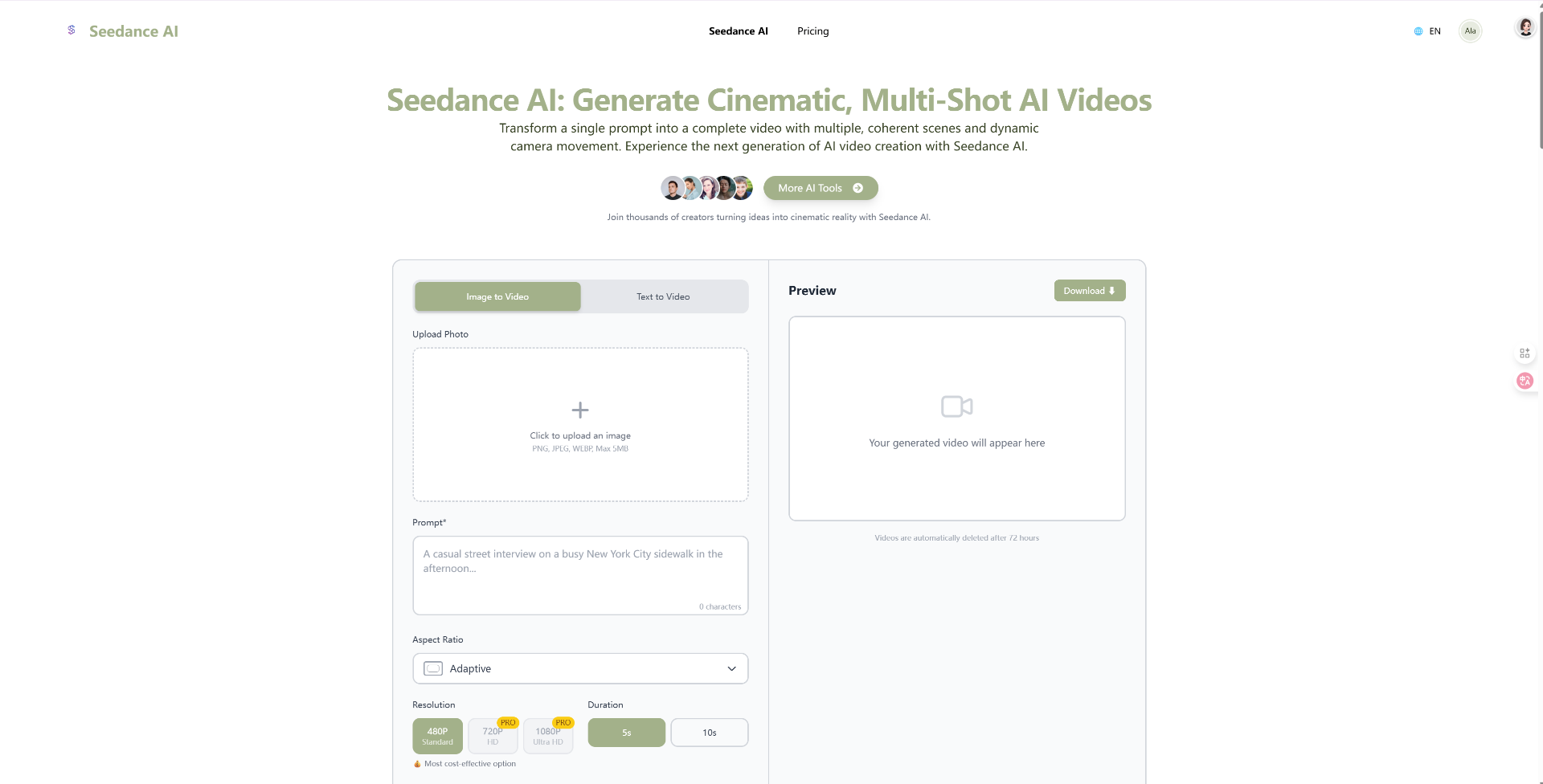 Seedance AI screenshot and logo