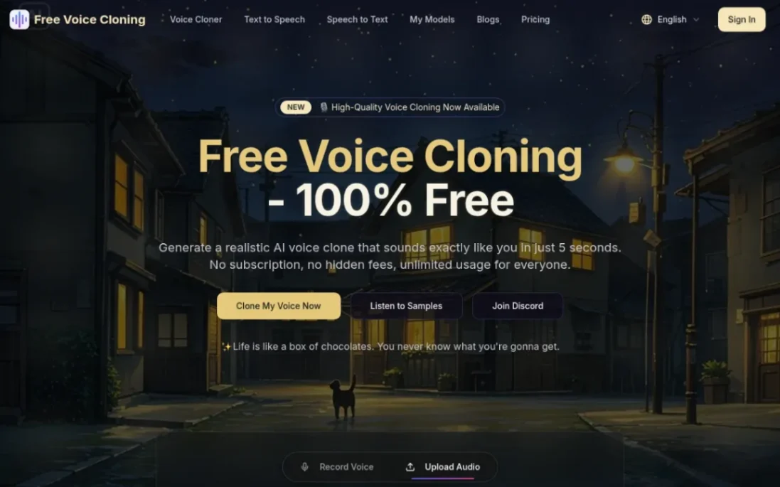 Free Voice Cloning screenshot and logo