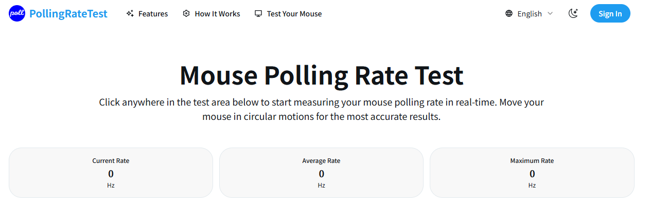 pollingratetest screenshot and logo