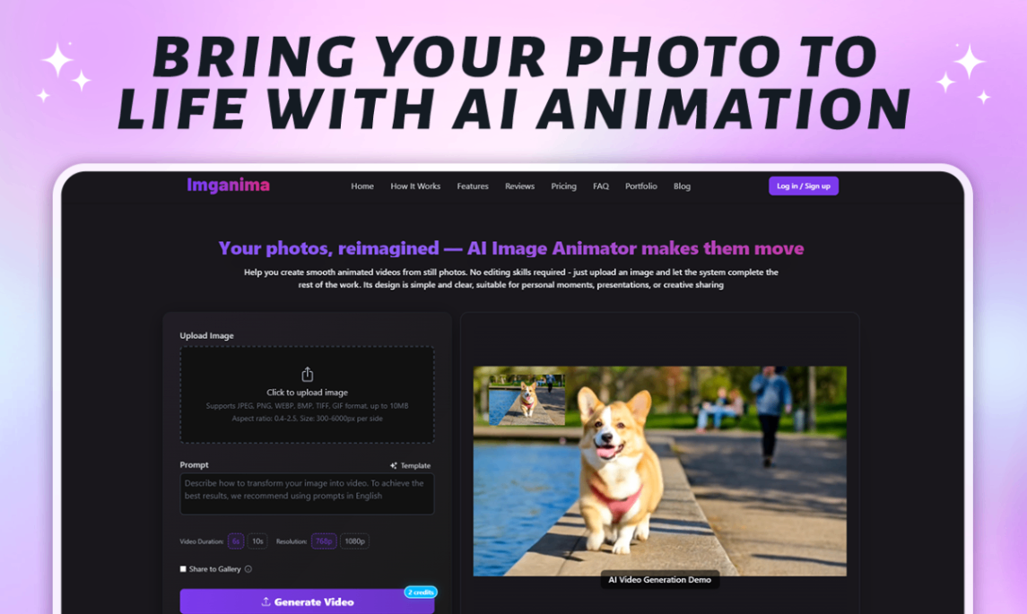 Animage AI screenshot and logo