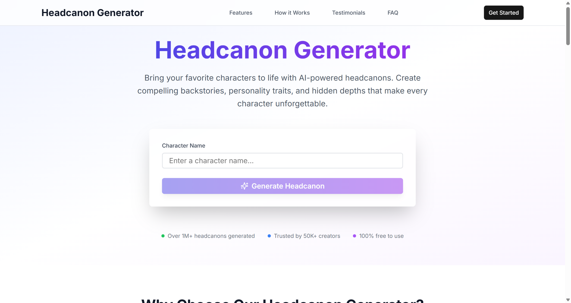Headcanon Generator screenshot and logo
