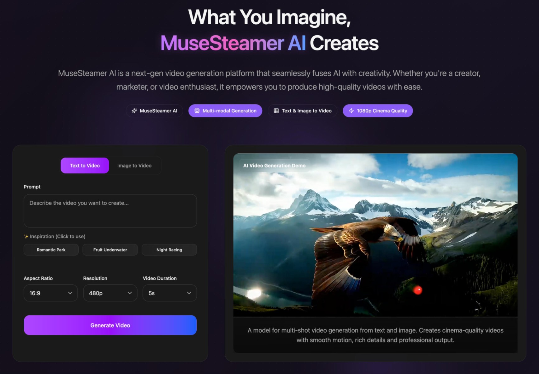 MuseSteamer AI screenshot and logo