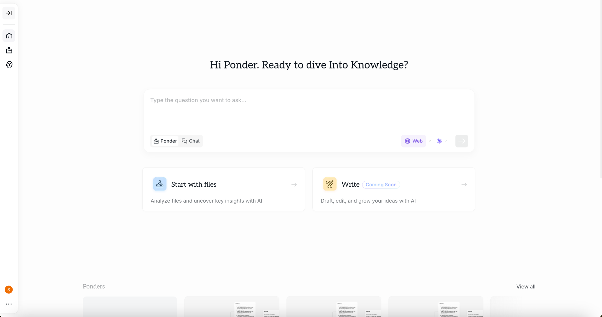 Ponder AI screenshot and logo