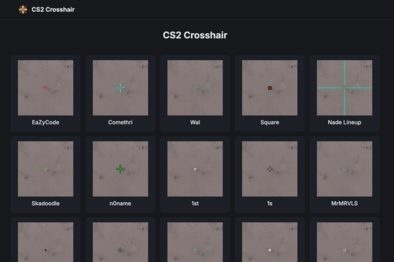 CS2 Crosshair Database screenshot and logo
