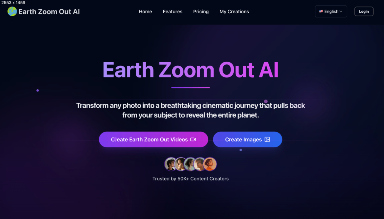 Earth Zoom Out AI screenshot and logo