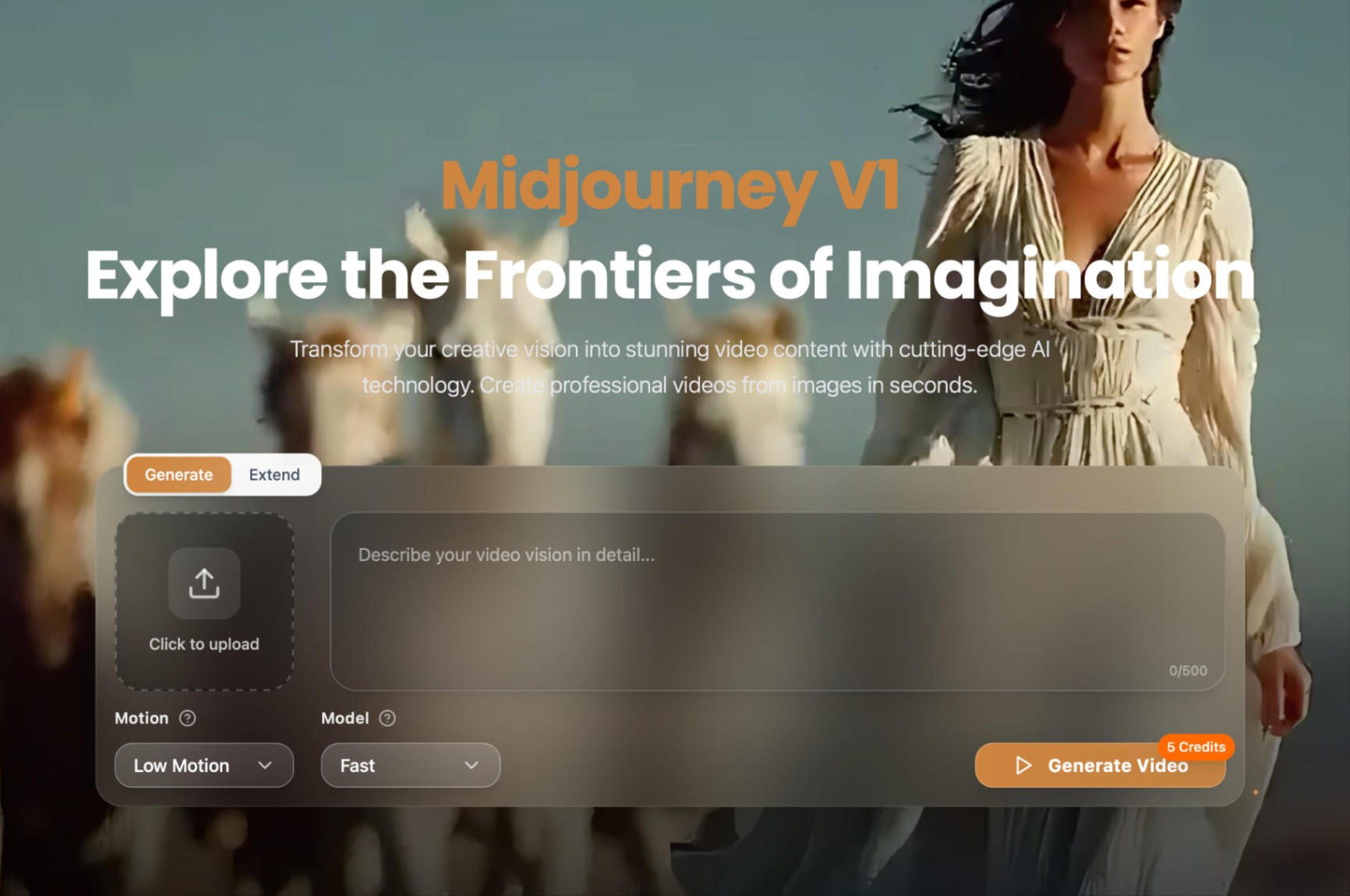 Midjourney V1 screenshot and logo