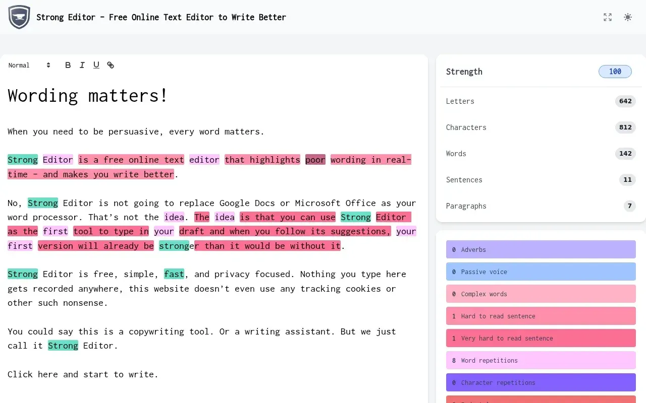 Strong Editor screenshot and logo