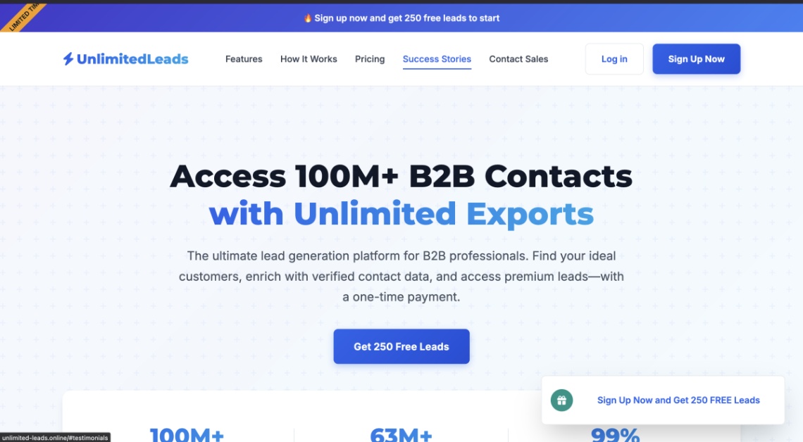 Unlimited leads screenshot and logo