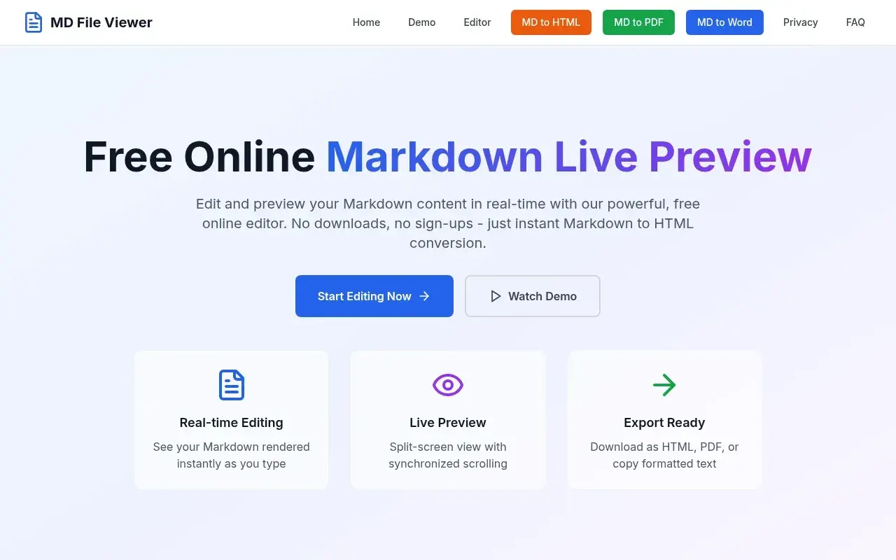 MD File Viewer screenshot and logo