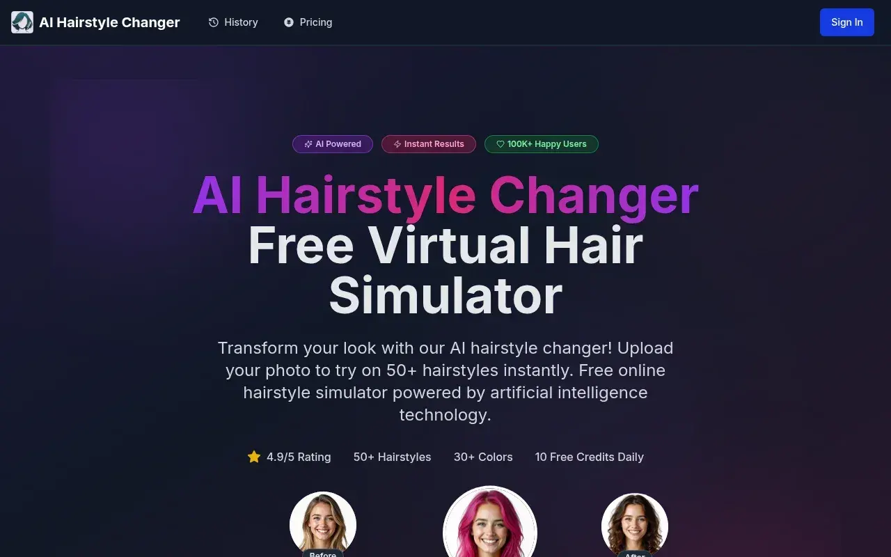 AI Hairstyle Changer screenshot and logo