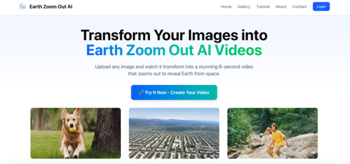 Earth Zoom Out AI screenshot and logo