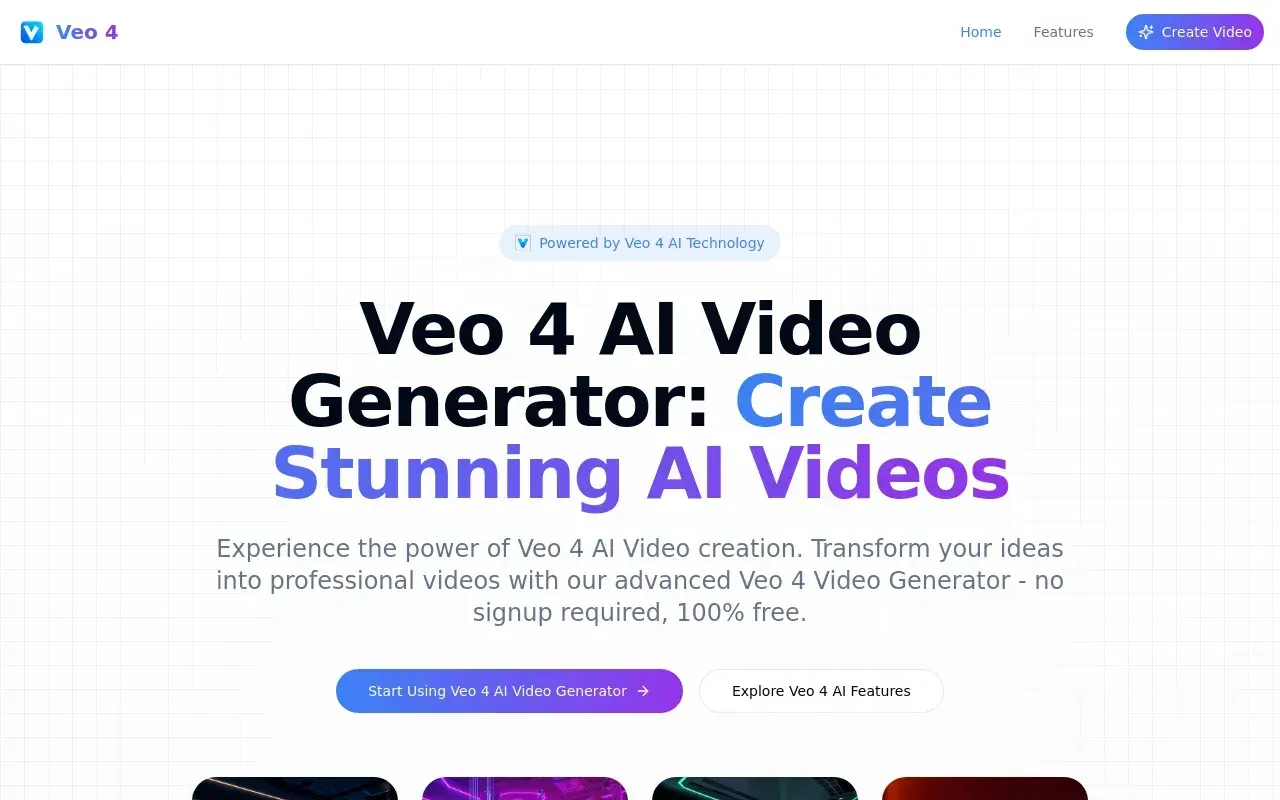 Veo 4 AI Video Generator screenshot and logo