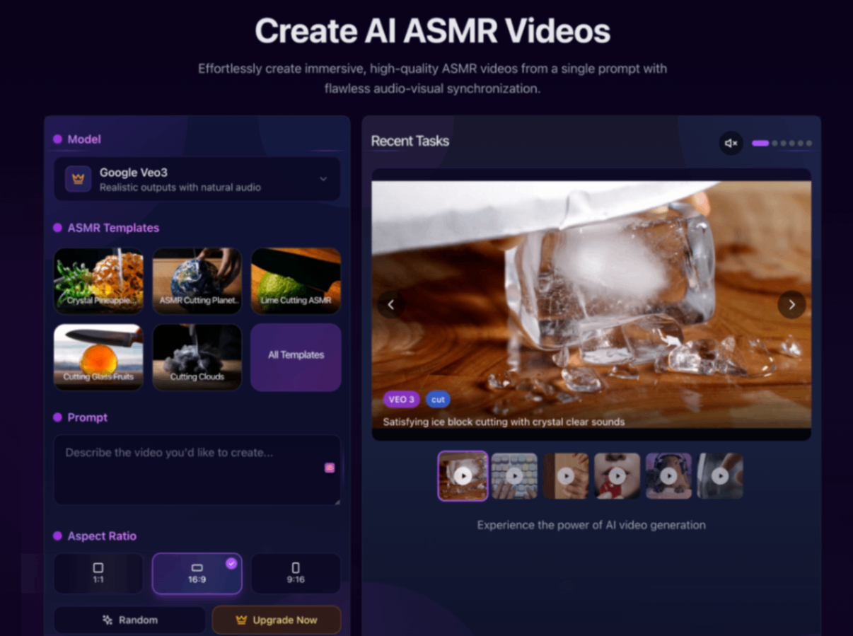 AI ASMR Generator screenshot and logo