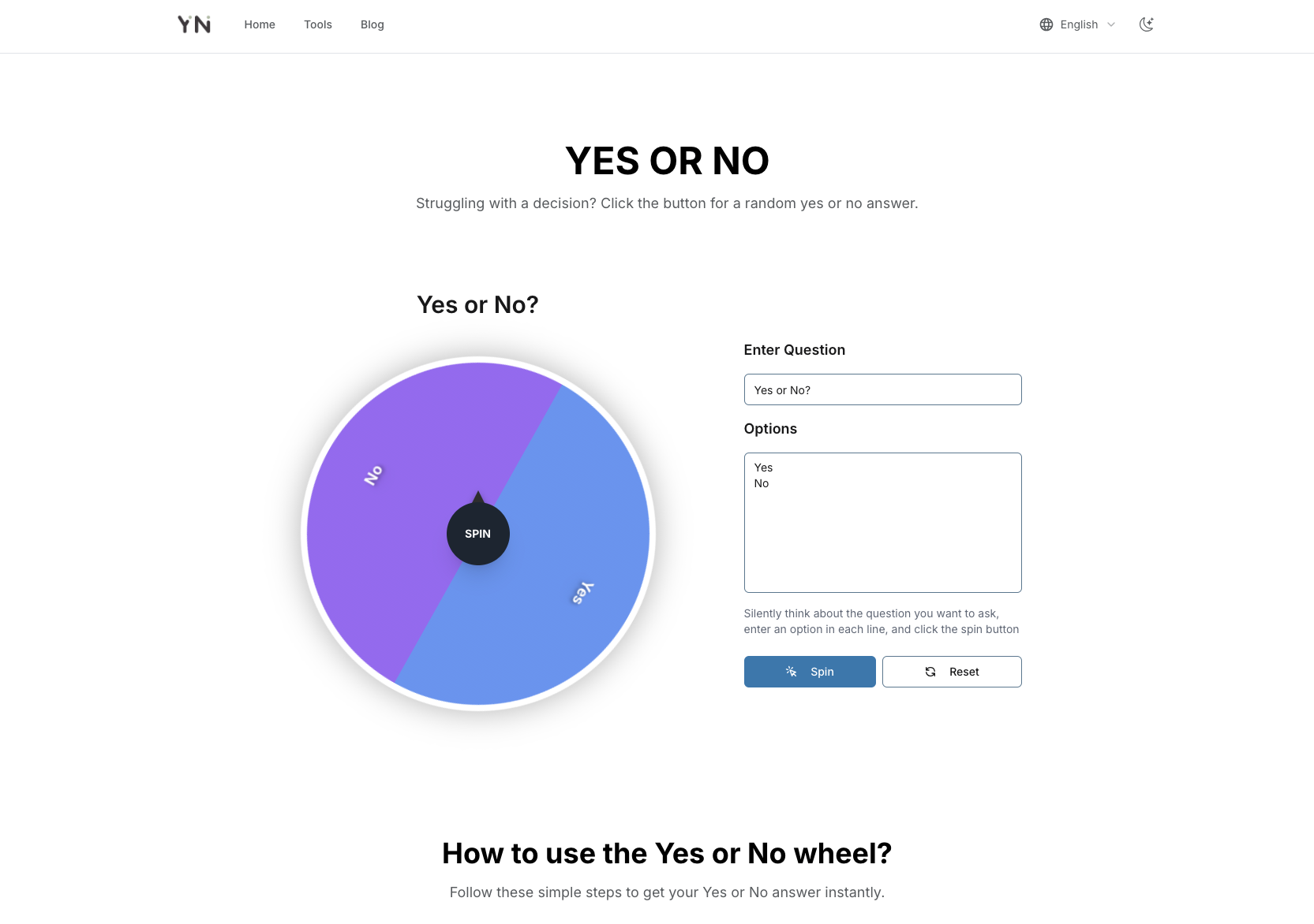 YesOrNo screenshot and logo
