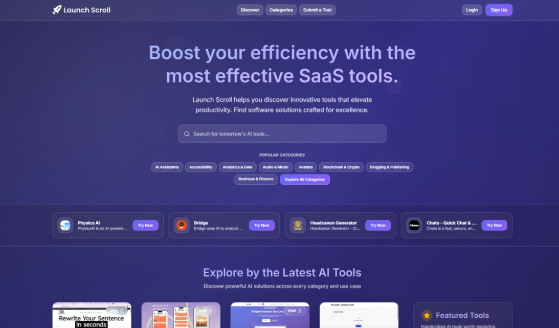 Launch Scroll screenshot and logo