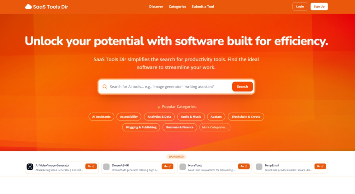 SaaS Tools Dir screenshot and logo