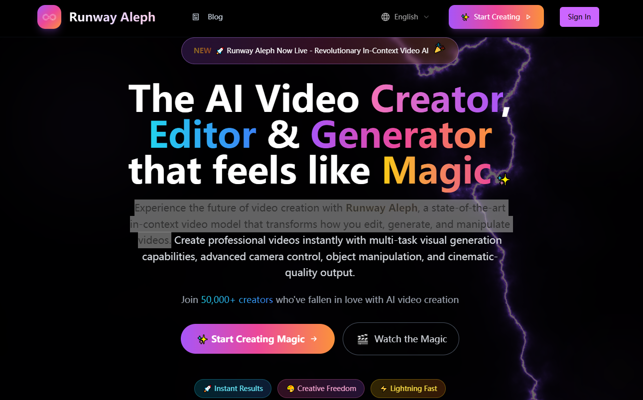 runway-aleph screenshot and logo