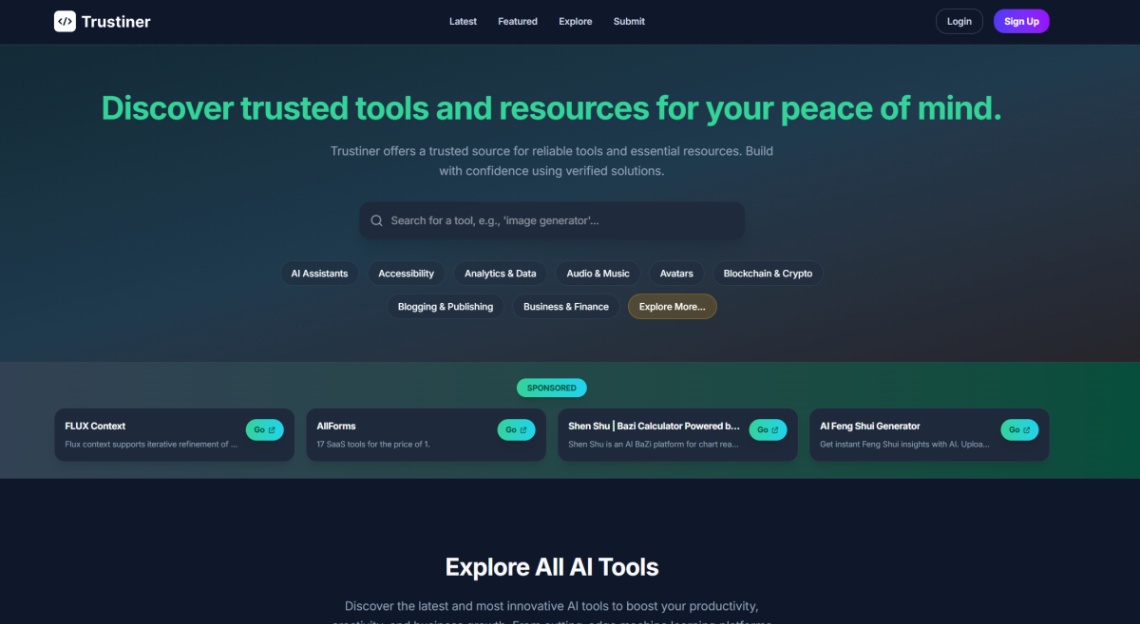 Trustiner screenshot and logo
