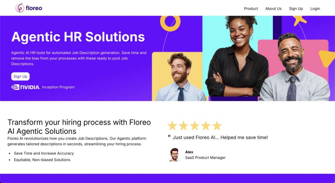 Floreo AI screenshot and logo