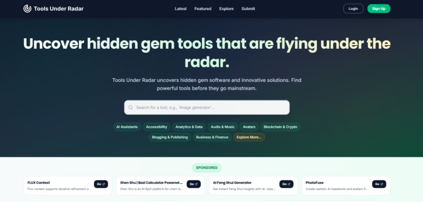 Tools Under Radar screenshot and logo