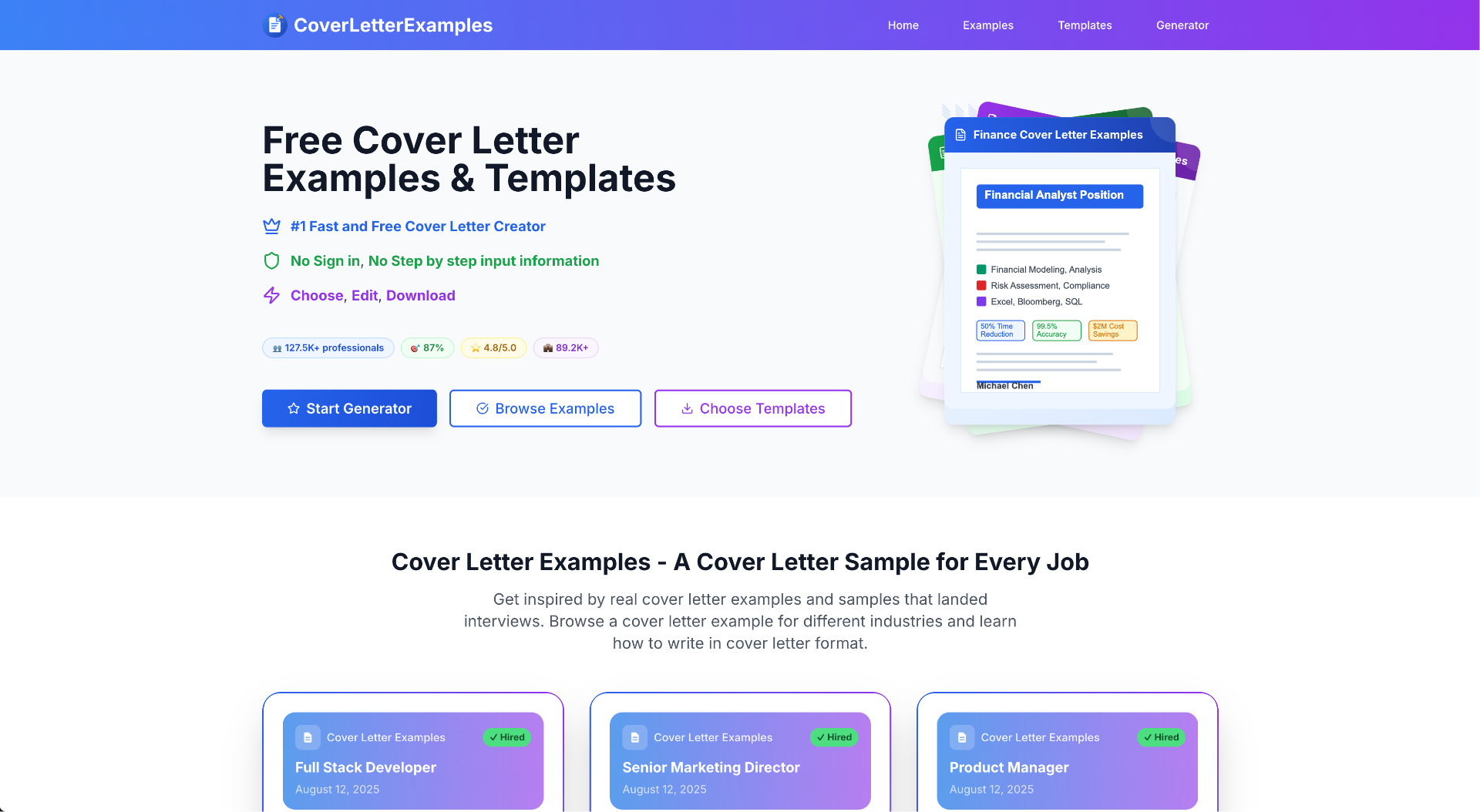 CoverLetterExamples screenshot and logo