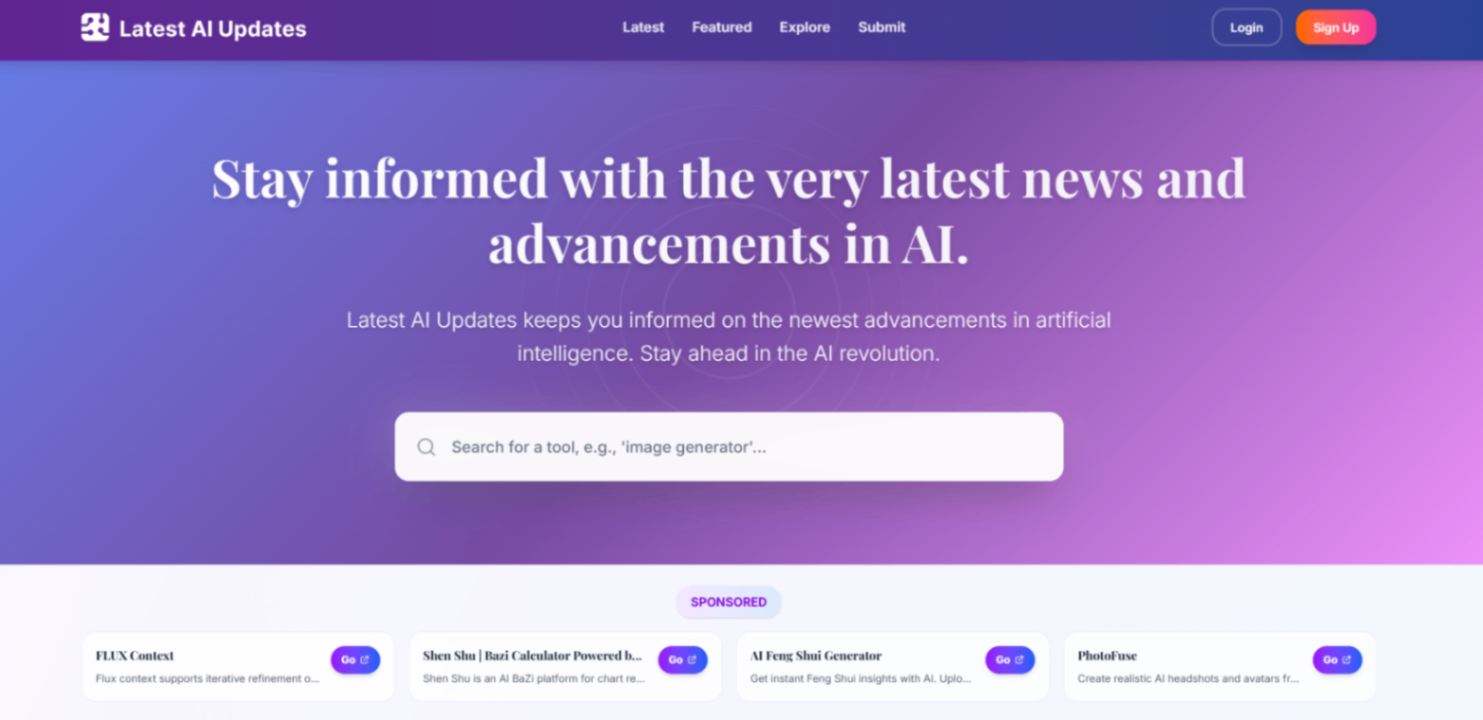 Latest AI Updates screenshot and logo
