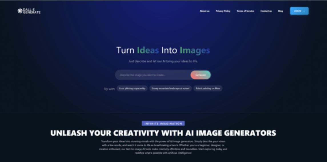 Dall E Generate screenshot and logo