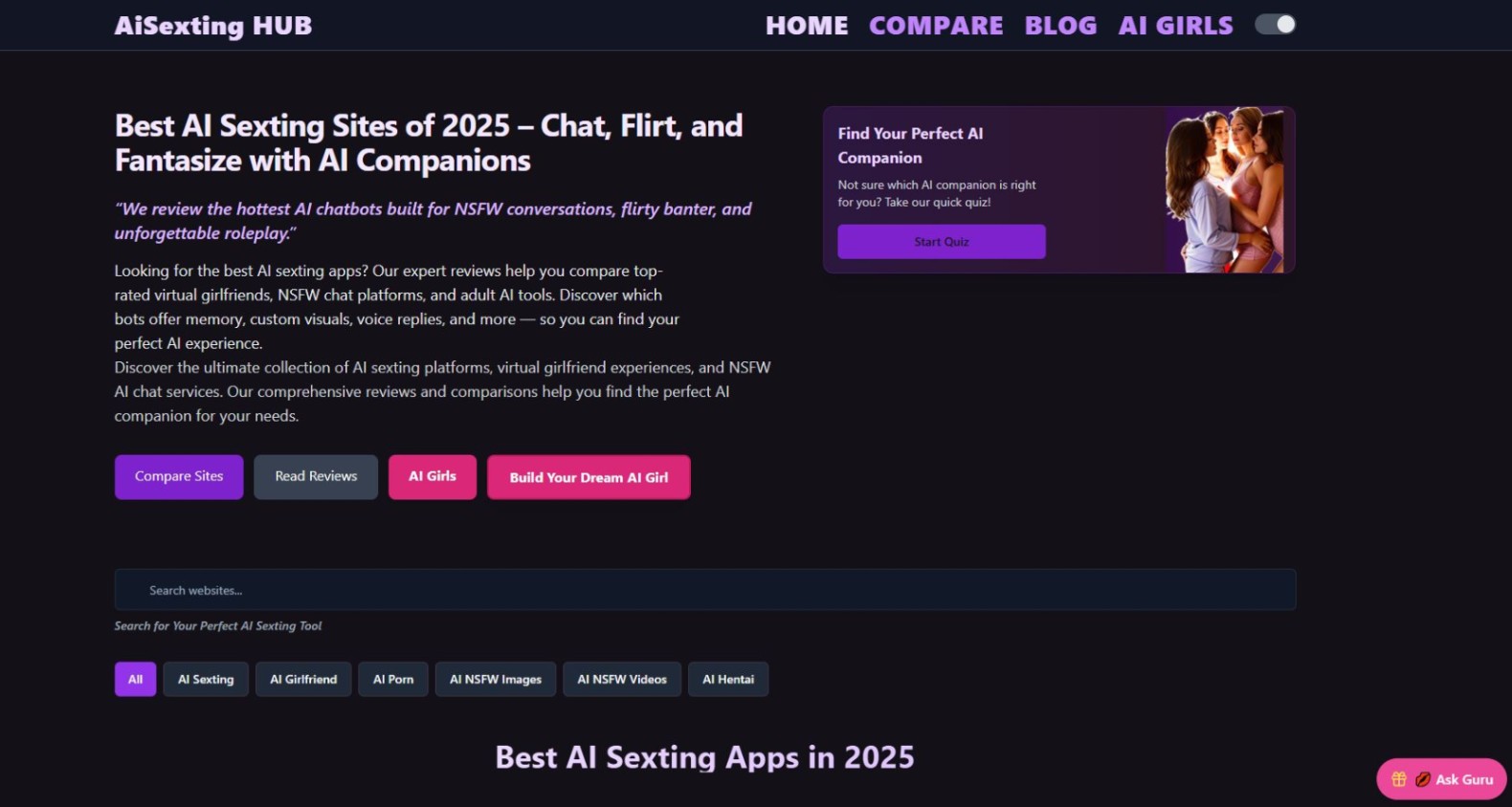 AiSexting HUB screenshot and logo