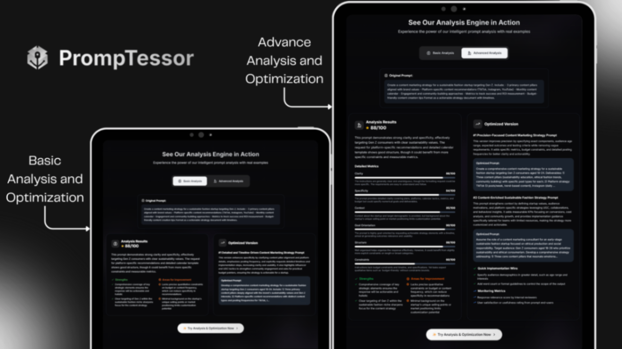 PrompTessor screenshot and logo