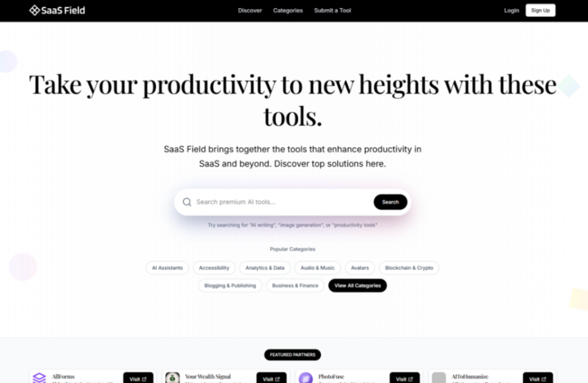 SaaS Field screenshot and logo