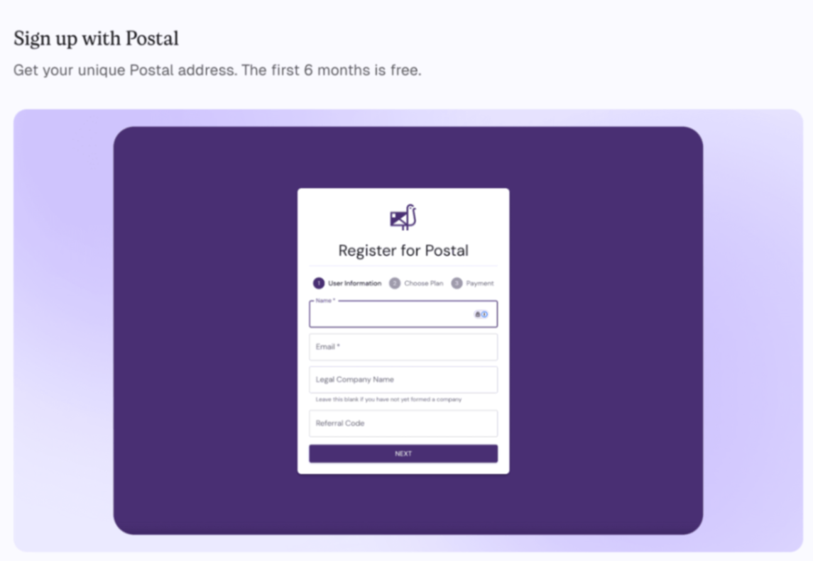 Postal screenshot and logo