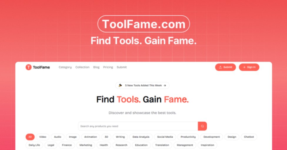 ToolFame screenshot and logo