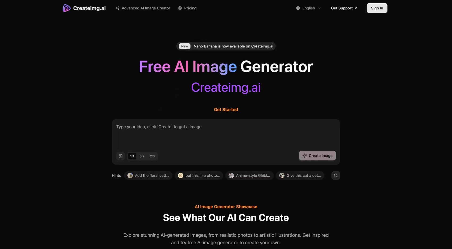 AI Image Generator - Createimg.ai screenshot and logo