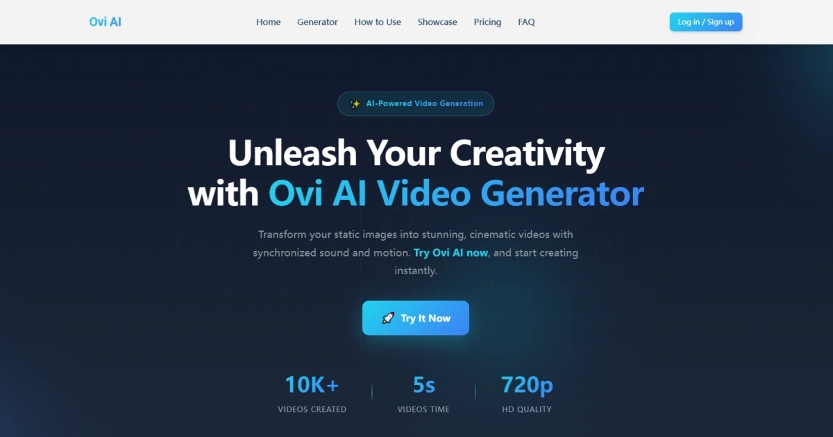 Ovi  AI screenshot and logo