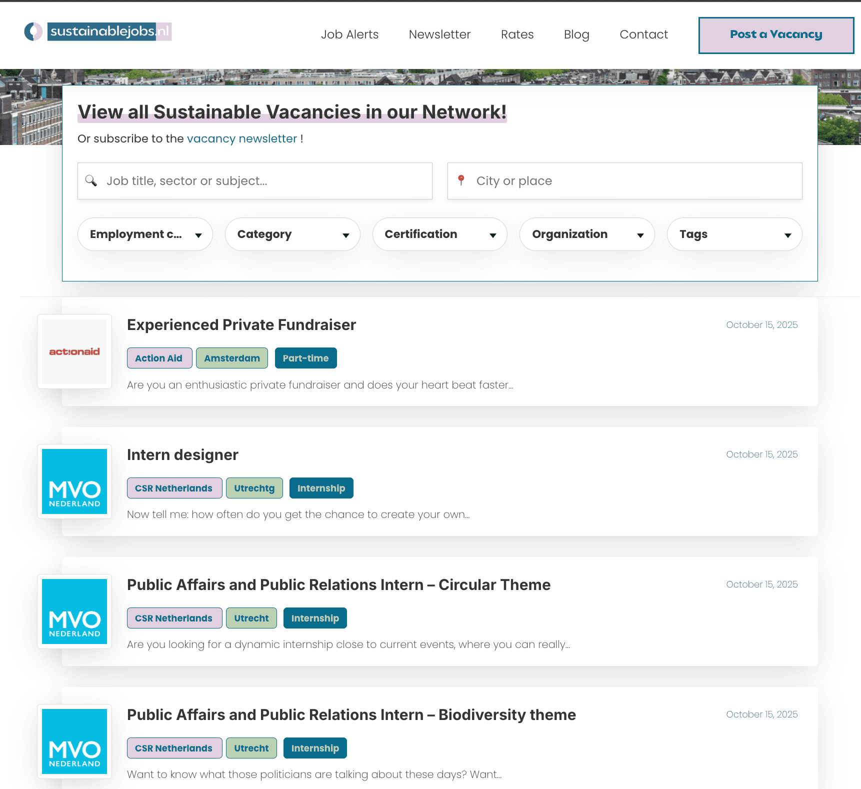 Sustainablejobs screenshot and logo