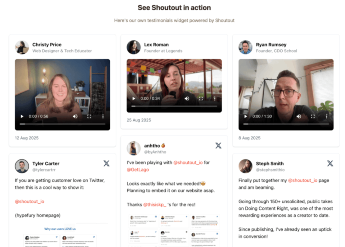 Shoutout screenshot and logo