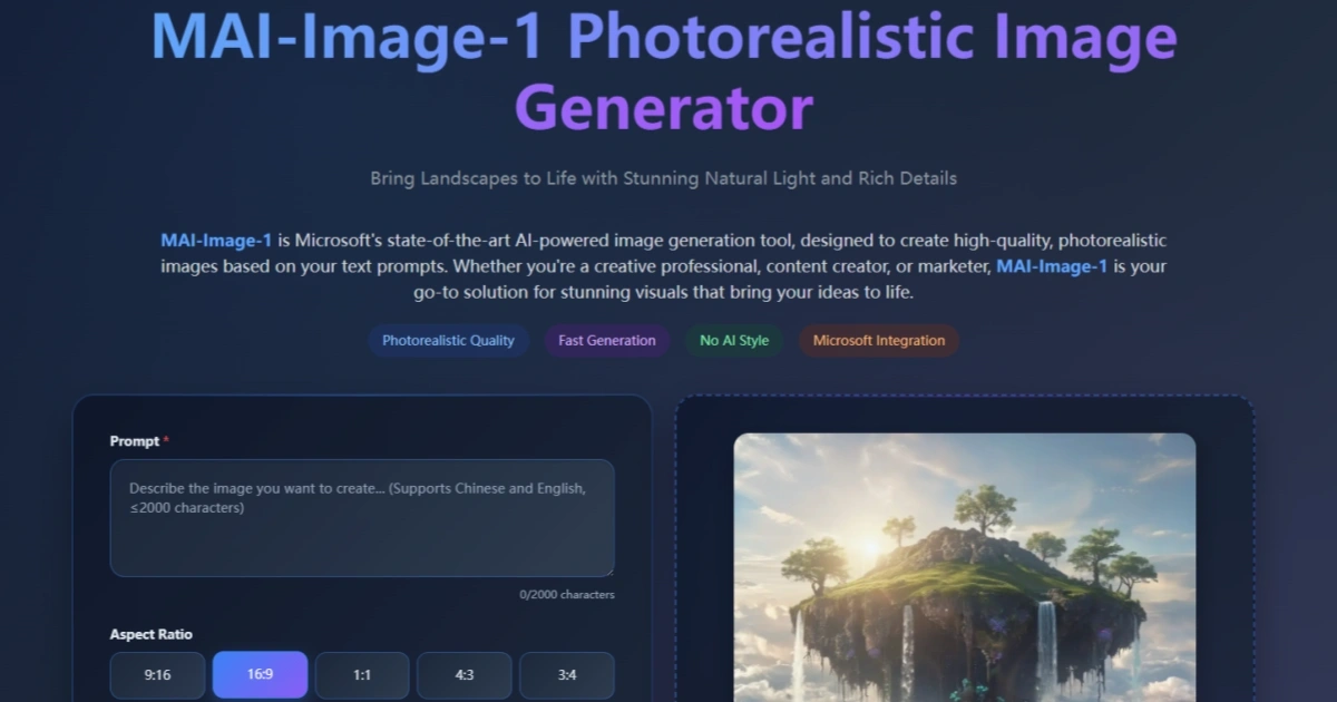 MAI-Image-1 screenshot and logo