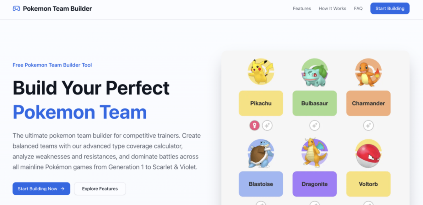 Pokemon Team Builder screenshot and logo