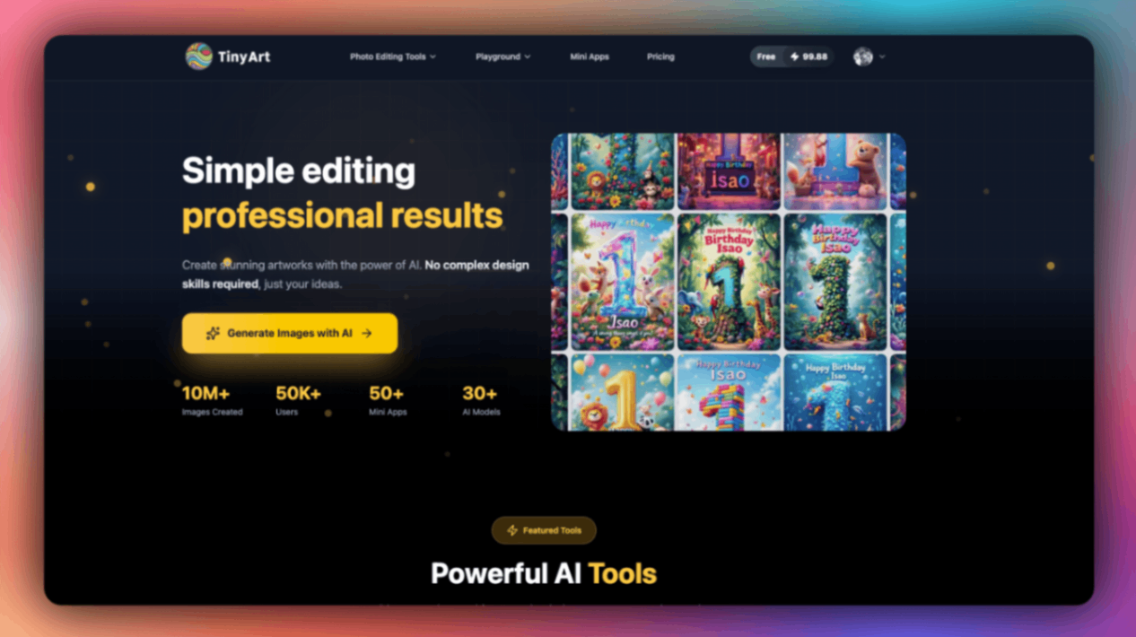 Tinyart.io screenshot and logo