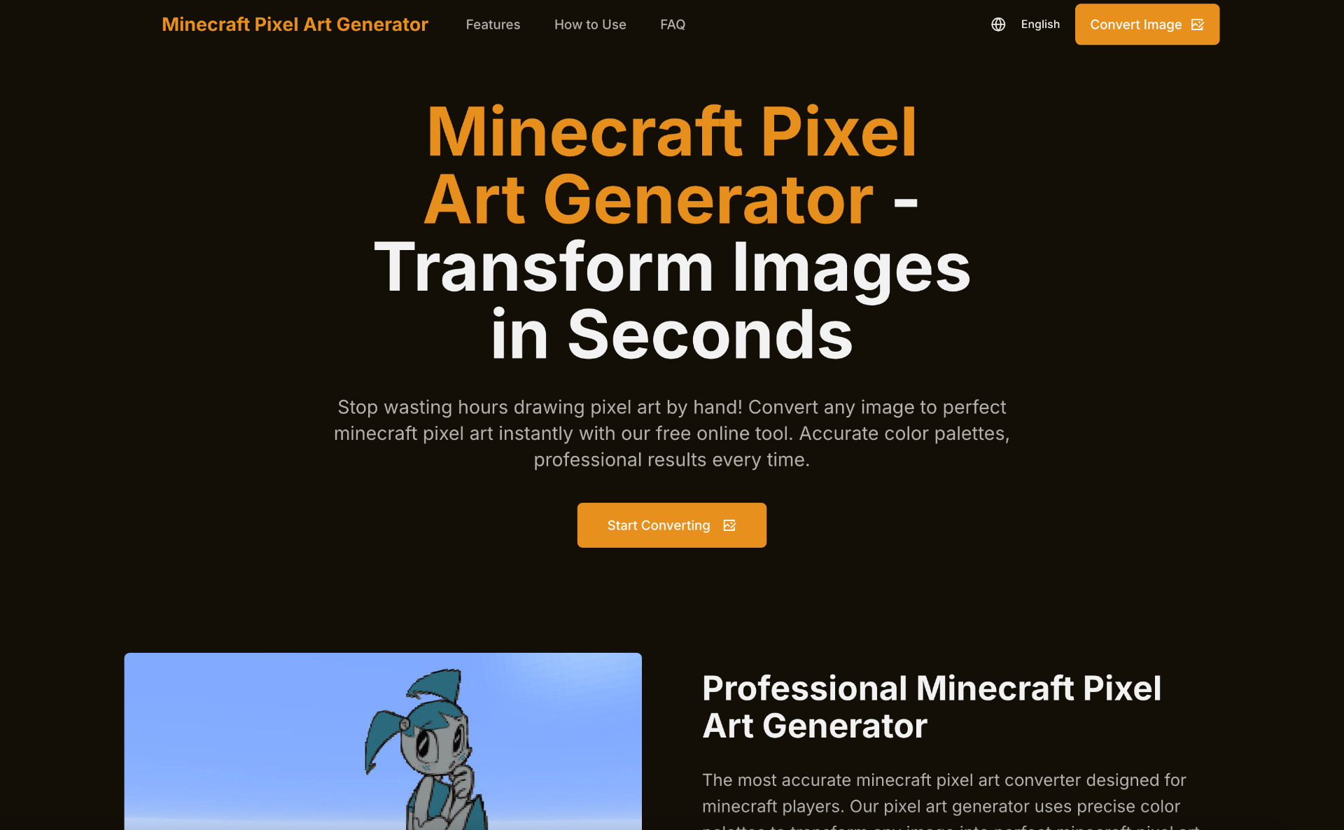 Minecraft Pixel Art screenshot and logo